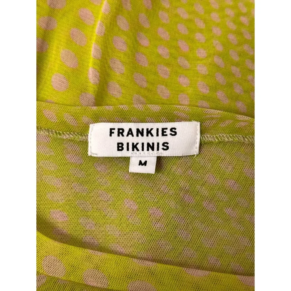 Frankies Bikinis Mesh Top Medium Womens Green Coverup Long Sleeve